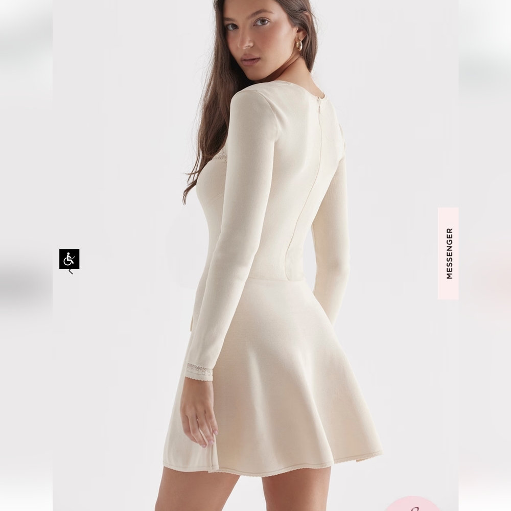 House of CB Caprice Cream Dainty Knit Mini Dress - Picture 6 of 16